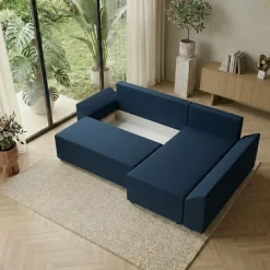 Divano letto 3 posti reversibile 240x140cm matrimoniale angolare blu Appia