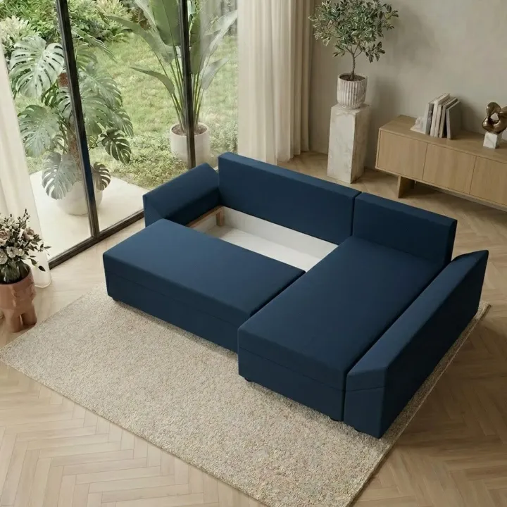 Divano letto 3 posti reversibile 240x140cm matrimoniale angolare blu Appia