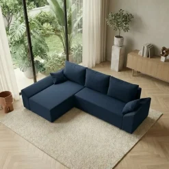 Divano letto 3 posti reversibile 240x140cm matrimoniale angolare blu Appia