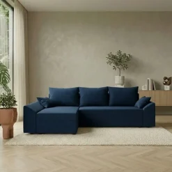 Divano letto 3 posti reversibile 240x140cm matrimoniale angolare blu Appia
