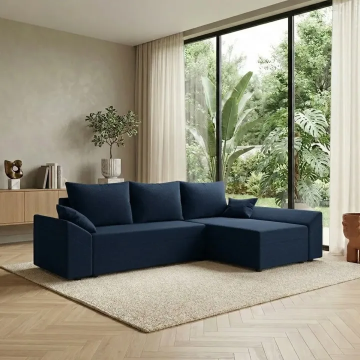 Divano letto 3 posti reversibile 240x140cm matrimoniale angolare blu Appia