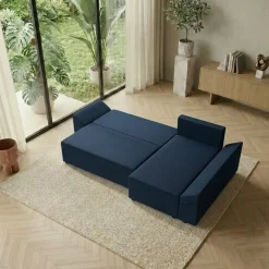 Divano letto 3 posti reversibile 240x140cm matrimoniale angolare blu Appia
