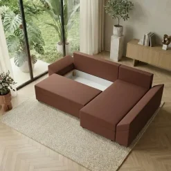 Divano letto 3 posti reversibile 240x140cm matrimoniale angolare rosa Appia
