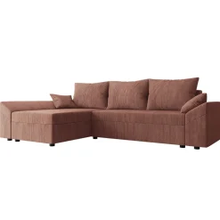 Divano letto 3 posti reversibile 240x140cm matrimoniale angolare velluto a coste rosa Appia
