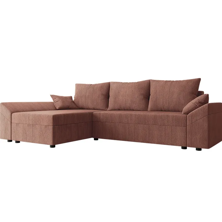 Divano letto 3 posti reversibile 240x140cm matrimoniale angolare velluto a coste rosa Appia