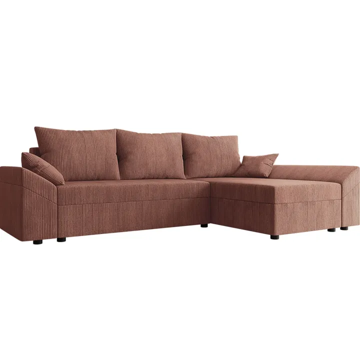 Divano letto 3 posti reversibile 240x140cm matrimoniale angolare velluto a coste rosa Appia