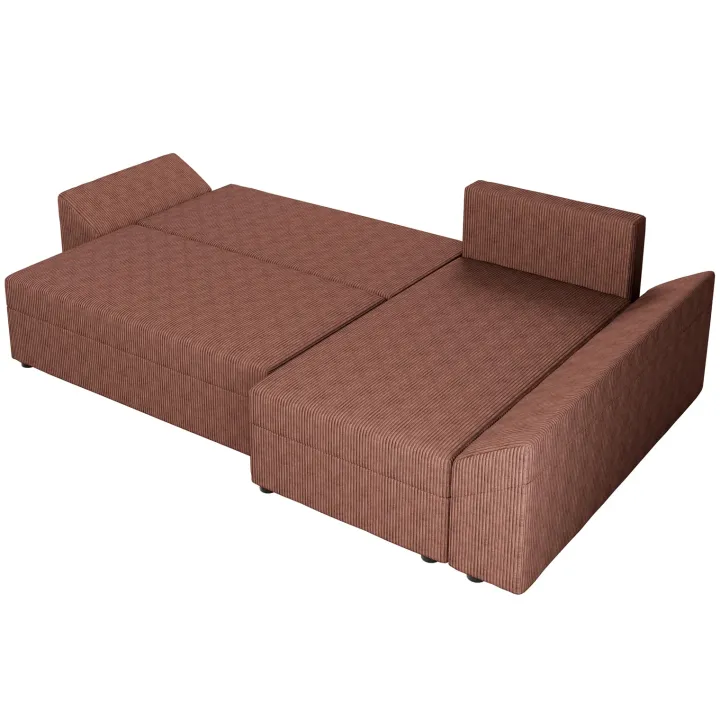Divano letto 3 posti reversibile 240x140cm matrimoniale angolare velluto a coste rosa Appia