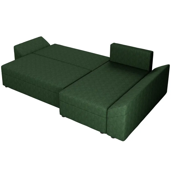 Divano letto 3 posti reversibile 240x140cm matrimoniale angolare velluto a coste verde Appia