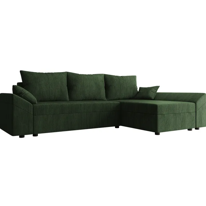 Divano letto 3 posti reversibile 240x140cm matrimoniale angolare velluto a coste verde Appia