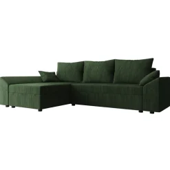Divano letto 3 posti reversibile 240x140cm matrimoniale angolare velluto a coste verde Appia