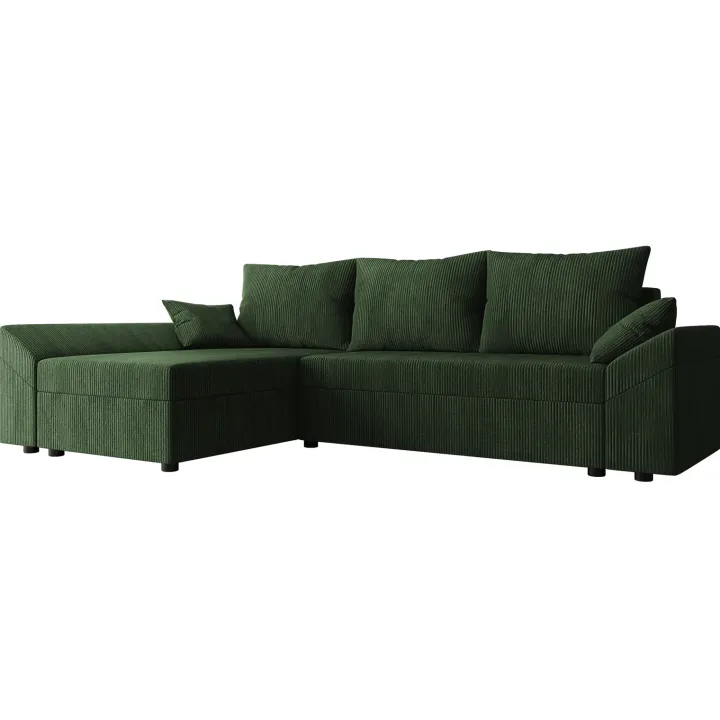 Divano letto 3 posti reversibile 240x140cm matrimoniale angolare velluto a coste verde Appia