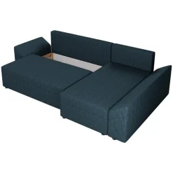 Divano letto 3 posti reversibile 240x140cm matrimoniale angolare velluto a coste blu Appia