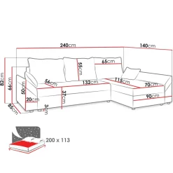 Divano letto 3 posti reversibile 240x140cm matrimoniale angolare velluto a coste blu Appia