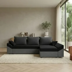 Divano letto 3 posti reversibile 240x140cm matrimoniale angolare grigio nero Appia