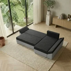 Divano letto 3 posti reversibile 240x140cm matrimoniale angolare grigio nero Appia