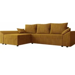 Divano letto 3 posti reversibile 240x140cm matrimoniale angolare velluto a coste senape ocra Appia