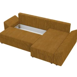 Divano letto 3 posti reversibile 240x140cm matrimoniale angolare velluto a coste senape ocra Appia