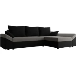 Divano letto 3 posti reversibile 240x140cm matrimoniale angolare nero grigio Appia