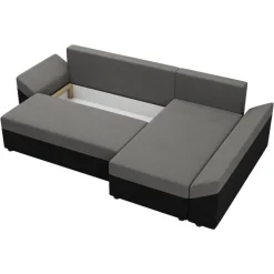 Divano letto 3 posti reversibile 240x140cm matrimoniale angolare nero grigio Appia