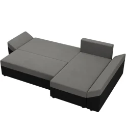 Divano letto 3 posti reversibile 240x140cm matrimoniale angolare nero grigio Appia