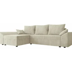 Divano letto 3 posti reversibile 240x140cm matrimoniale angolare velluto a coste beige Appia