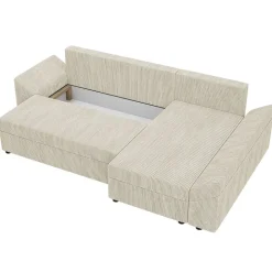 Divano letto 3 posti reversibile 240x140cm matrimoniale angolare velluto a coste beige Appia