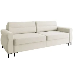Divano letto 3 posti 238x95 cm con box contenitore imbottito beige chiaro nero Velissa