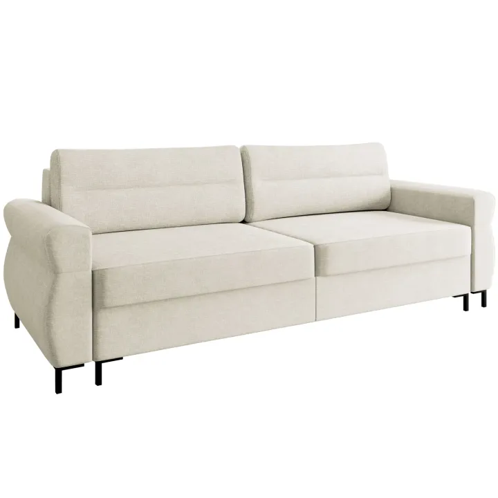 Divano letto 3 posti 238x95 cm con box contenitore imbottito beige chiaro nero Velissa