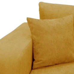 Divano letto 3 posti 248x90cm con contenitore in tessuto velo giallo senape Floty
