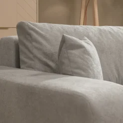 Divano letto 3 posti 248x90cm con contenitore in tessuto velo grigio chiaro Floty