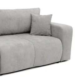 Divano letto 3 posti 248x90cm con contenitore in tessuto velo grigio chiaro Floty