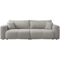 Divano letto 3 posti 248x90cm con contenitore in tessuto velo grigio chiaro Floty