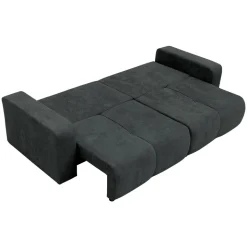 Divano letto 3 posti 248x90cm con contenitore in tessuto velo nero Floty