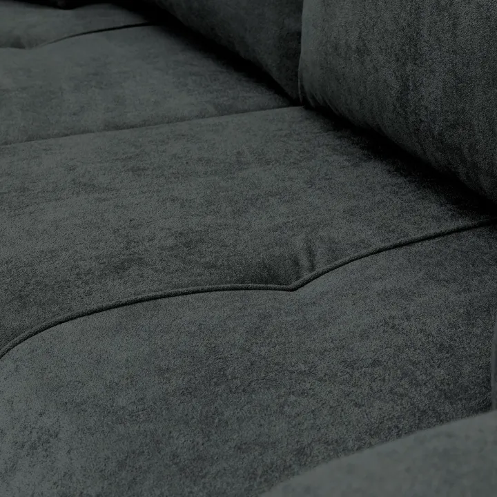 Divano letto 3 posti 248x90cm con contenitore in tessuto velo nero Floty