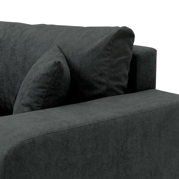 Divano letto 3 posti 248x90cm con contenitore in tessuto velo nero Floty