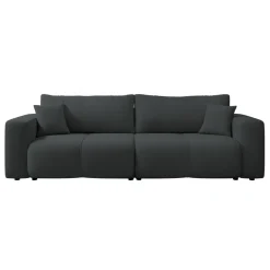 Divano letto 3 posti 248x90cm con contenitore in tessuto velo nero Floty