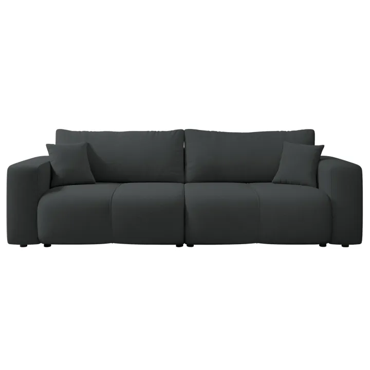 Divano letto 3 posti 248x90cm con contenitore in tessuto velo nero Floty