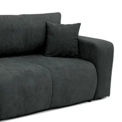 Divano letto 3 posti 248x90cm con contenitore in tessuto velo nero Floty