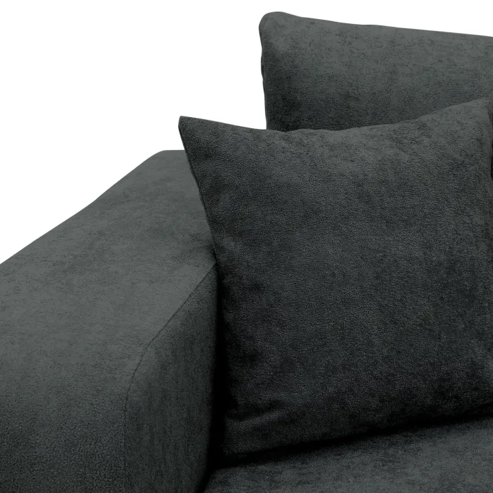 Divano letto 3 posti 248x90cm con contenitore in tessuto velo nero Floty