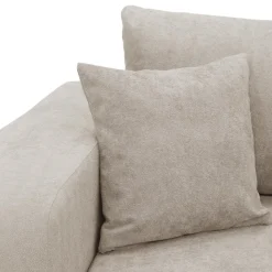 Divano letto 3 posti 248x90cm con contenitore in tessuto velo beige Floty