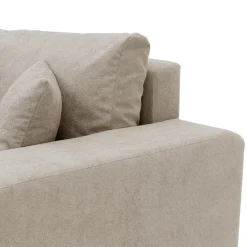 Divano letto 3 posti 248x90cm con contenitore in tessuto velo beige Floty