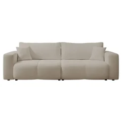 Divano letto 3 posti 248x90cm con contenitore in tessuto velo beige Floty