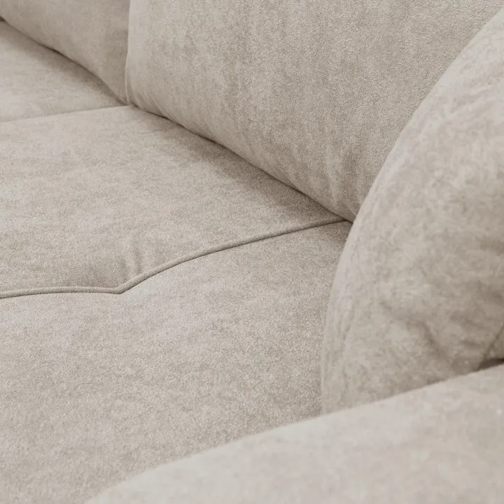 Divano letto 3 posti 248x90cm con contenitore in tessuto velo beige Floty