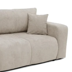 Divano letto 3 posti 248x90cm con contenitore in tessuto velo beige Floty