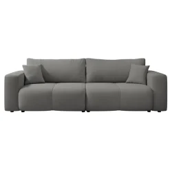 Divano letto 3 posti 248x90cm con contenitore in tessuto velo grigio scuro Floty