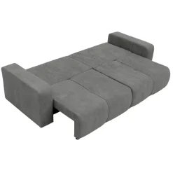 Divano letto 3 posti 248x90cm con contenitore in tessuto velo grigio scuro Floty