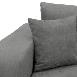 Divano letto 3 posti 248x90cm con contenitore in tessuto velo grigio scuro Floty