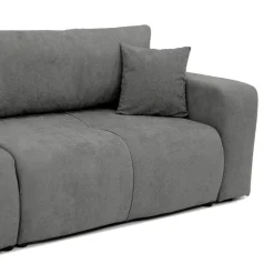 Divano letto 3 posti 248x90cm con contenitore in tessuto velo grigio scuro Floty