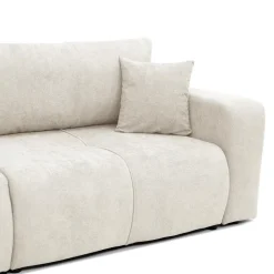Divano letto 3 posti 248x90cm con contenitore in tessuto velo bianco Floty