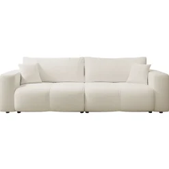 Divano letto 3 posti 248x90cm con contenitore in tessuto velo bianco Floty
